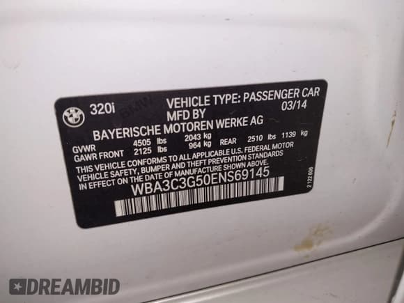 ✅ 2014 BMW 3 Series 320i xDrive • VIN: WBA3C3G50ENS69145 • Лот: 43534446. Опубликован ранее на IAAI с пробегом 95 554 миль. Бесплатный доступ к архиву аукционных продаж из США и подробный отчёт об истории автомобиля на DreamBid. Изображение 9.