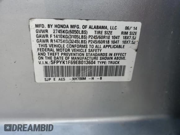 ✅ 2014 Honda Ridgeline SE • VIN: 5FPYK1F69EB013604 • Lot: 57229155. Listed on Copart with 128,358 mi. Free auction sales archive from the USA and detailed vehicle history report at DreamBid. Image 12.