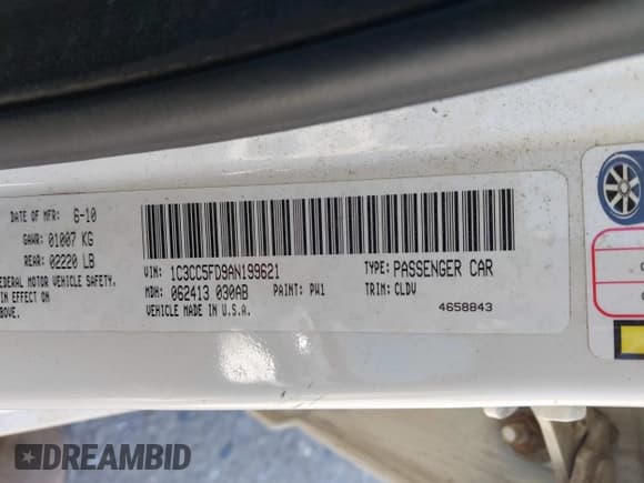 ✅ 2010 Chrysler Sebring Limited • VIN: 1C3CC5FD9AN199621 • Lot: 42616882. Listed on IAAI with 110,512 mi. Free auction sales archive from the USA and detailed vehicle history report at DreamBid. Image 9.