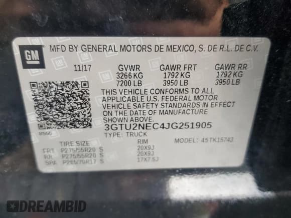 ✅ 2018 GMC Sierra 1500 SLT • VIN: 3GTU2NEC4JG251905 • Лот: 82534485. Опубликован ранее на Copart с пробегом 85 636 миль. Бесплатный доступ к архиву аукционных продаж из США и подробный отчёт об истории автомобиля на DreamBid. Изображение 12.