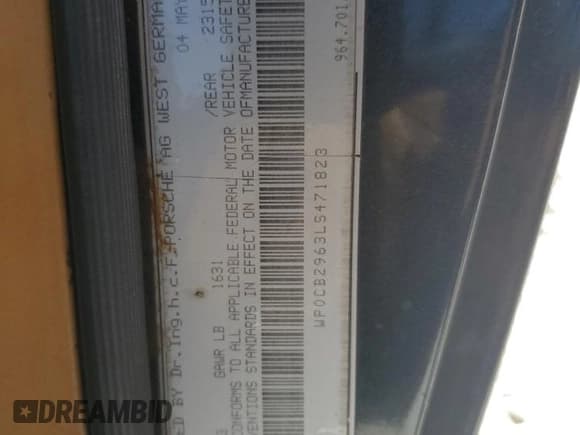 ✅ 1990 Porsche 911 • VIN: WP0CB2963LS471823 • Lot: 48498625. Wystawiony na Copart z przebiegiem 141 461 mil. Bezpłatny archiwum sprzedaży aukcyjnych z USA i szczegółowy raport historii pojazdu na DreamBid. Zdjęcie 12.