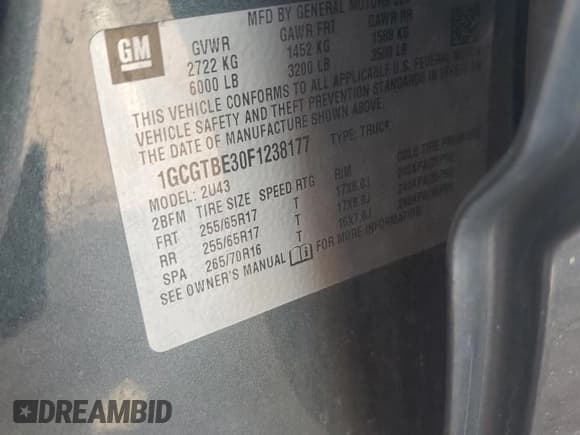 ✅ 2015 Chevrolet Colorado 4WD LT • VIN: 1GCGTBE30F1238177 • Лот: 62343015. Опубликован ранее на Copart с пробегом 100 945 миль. Бесплатный доступ к архиву аукционных продаж из США и подробный отчёт об истории автомобиля на DreamBid. Изображение 12.