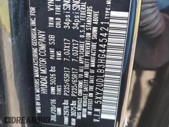 ✅ 2017 Hyundai Santa Fe 2.4L • VIN: 5XYZUDLB3HG445421 • Лот: 48902404. Опубликован ранее на Copart с пробегом 73 808 миль. Бесплатный доступ к архиву аукционных продаж из США и подробный отчёт об истории автомобиля на DreamBid. Изображение 13.