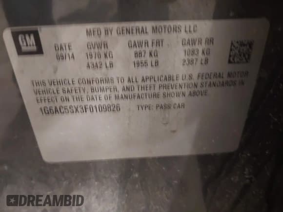 ✅ 2015 Cadillac ATS Performance RWD • VIN: 1G6AC5SX3F0109826 • Лот: 41205716. Опубликован ранее на IAAI с пробегом 128 922 миль. Бесплатный доступ к архиву аукционных продаж из США и подробный отчёт об истории автомобиля на DreamBid. Изображение 9.