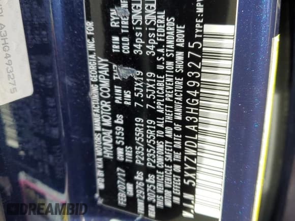 ✅ 2017 Hyundai Santa Fe Ultimate • VIN: 5XYZWDLA3HG493275 • Лот: 45840264. Опубликован ранее на Copart с пробегом 85 963 миль. Бесплатный доступ к архиву аукционных продаж из США и подробный отчёт об истории автомобиля на DreamBid. Изображение 12.