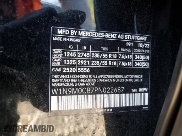 ✅ 2023 Mercedes-Benz EQB 250+ • VIN: W1N9M0CB7PN022687 • Лот: 71118035. Опубликован ранее на Copart с пробегом 27 103 миль. Бесплатный доступ к архиву аукционных продаж из США и подробный отчёт об истории автомобиля на DreamBid. Изображение 13.