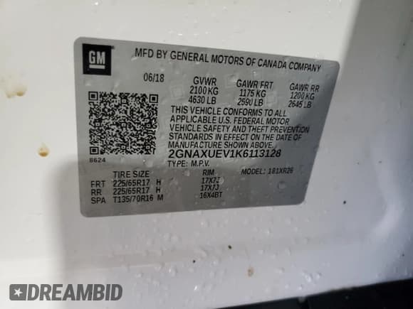 ✅ 2019 Chevrolet Equinox LT • VIN: 2GNAXUEV1K6113128 • Lot: 81561575. Wystawiony na Copart z przebiegiem 78 813 mil. Bezpłatny archiwum sprzedaży aukcyjnych z USA i szczegółowy raport historii pojazdu na DreamBid. Zdjęcie 13.