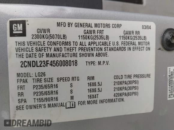 ✅ 2005 Chevrolet Equinox LS • VIN: 2CNDL23F456008018 • Лот: 41774232. Опубликован ранее на IAAI с пробегом Не указан. Бесплатный доступ к архиву аукционных продаж из США и подробный отчёт об истории автомобиля на DreamBid. Изображение 9.