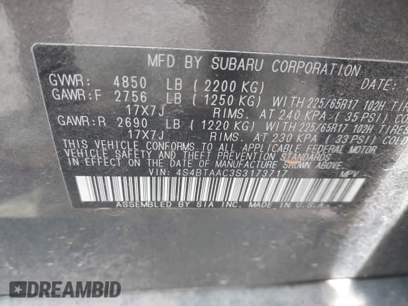 ✅ 2025 Subaru Outback • VIN: 4S4BTAAC3S3173717 • Lot: 42482129. Wystawiony na IAAI z przebiegiem 17 109 mil. Bezpłatny archiwum sprzedaży aukcyjnych z USA i szczegółowy raport historii pojazdu na DreamBid. Zdjęcie 9.