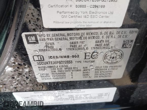 ✅ 2015 Chevrolet Silverado 1500 High Country • VIN: 3GCUKTEJ6FG272653 • Лот: 41820225. Опубликован ранее на IAAI с пробегом 130 953 миль. Бесплатный доступ к архиву аукционных продаж из США и подробный отчёт об истории автомобиля на DreamBid. Изображение 9.