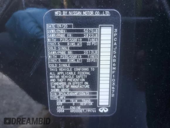 ✅ 2021 Infiniti QX50 Pure • VIN: 3PCAJ5AB6MF103672 • Lot: 48623595. Listed on Copart with 38,493 mi. Free auction sales archive from the USA and detailed vehicle history report at DreamBid. Image 15.