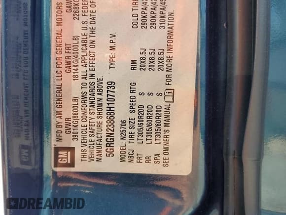 ✅ 2008 Hummer H2 SUV • VIN: 5GRGN23868H107739 • Lot: 67943315. Wystawiony na Copart z przebiegiem 214 559 mil. Bezpłatny archiwum sprzedaży aukcyjnych z USA i szczegółowy raport historii pojazdu na DreamBid. Zdjęcie 13.