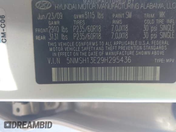 ✅ 2009 Hyundai Santa Fe Limited • VIN: 5NMSH13E29H295436 • Лот: 43653583. Опубликован ранее на IAAI с пробегом 205 891 миль. Бесплатный доступ к архиву аукционных продаж из США и подробный отчёт об истории автомобиля на DreamBid. Изображение 9.