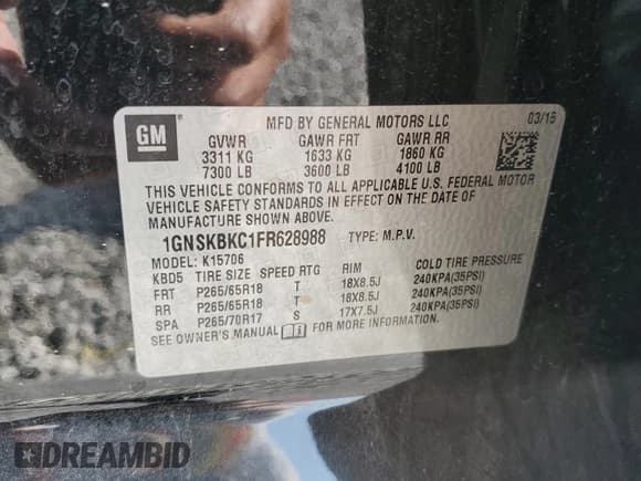 ✅ 2015 Chevrolet Tahoe LT • VIN: 1GNSKBKC1FR628988 • Lot: 72006915. Wystawiony na Copart z przebiegiem 146 131 mil. Bezpłatny archiwum sprzedaży aukcyjnych z USA i szczegółowy raport historii pojazdu na DreamBid. Zdjęcie 13.