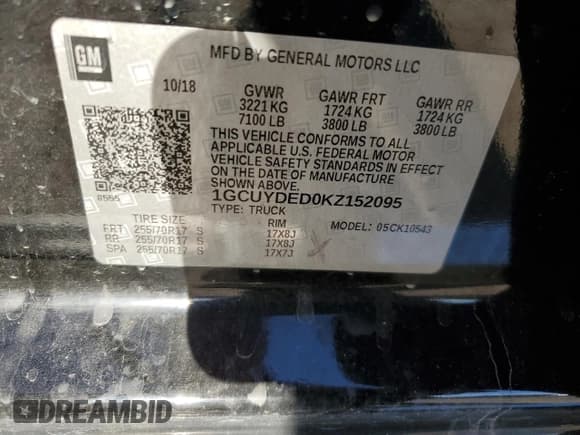 ✅ 2019 Chevrolet Silverado 1500 LT • VIN: 1GCUYDED0KZ152095 • Lot: 69847824. Wystawiony na Copart z przebiegiem 104 515 mil. Bezpłatny archiwum sprzedaży aukcyjnych z USA i szczegółowy raport historii pojazdu na DreamBid. Zdjęcie 12.