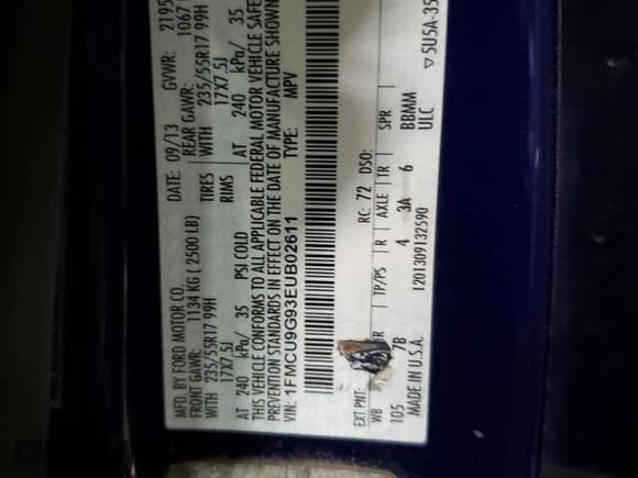 ✅ 2014 Ford Escape SE • VIN: 1FMCU9G93EUB02611 • Lot: 58448235. Wystawiony na Copart z przebiegiem 206 735 mil. Bezpłatny archiwum sprzedaży aukcyjnych z USA i szczegółowy raport historii pojazdu na DreamBid. Zdjęcie 13.