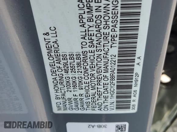 ✅ 2024 Honda Accord Touring • VIN: 1HGCY2F88RA012212 • Lot: 82380175. Wystawiony na Copart z przebiegiem 42 917 mil. Bezpłatny archiwum sprzedaży aukcyjnych z USA i szczegółowy raport historii pojazdu na DreamBid. Zdjęcie 13.