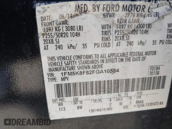 ✅ 2015 Ford Explorer Limited • VIN: 1FM5K8F82FGA10584 • Lot: 42203980. Wystawiony na IAAI z przebiegiem 196 426 mil. Bezpłatny archiwum sprzedaży aukcyjnych z USA i szczegółowy raport historii pojazdu na DreamBid. Zdjęcie 9.