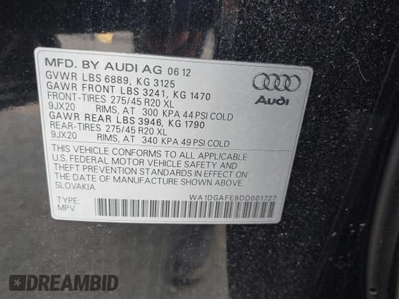 ✅ 2013 Audi Q7 S line Prestige • VIN: WA1DGAFE9DD001727 • Лот: 42929330. Опубликован ранее на IAAI с пробегом 126 152 миль. Бесплатный доступ к архиву аукционных продаж из США и подробный отчёт об истории автомобиля на DreamBid. Изображение 9.