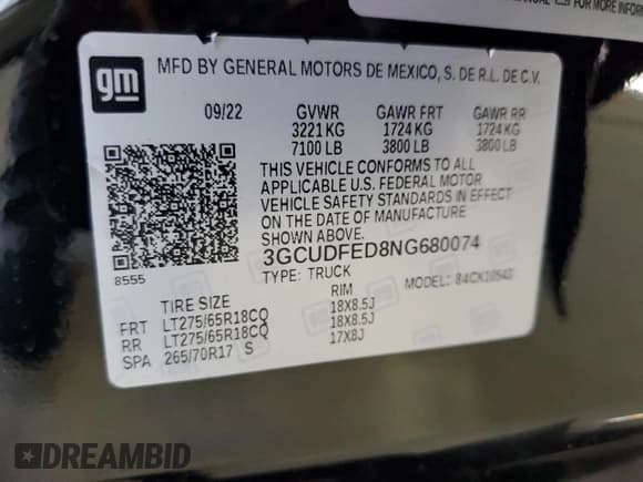 ✅ 2022 Chevrolet Silverado 1500 LT Trail Boss • VIN: 3GCUDFED8NG680074 • Lot: 71748355. Wystawiony na Copart z przebiegiem 35 803 mil. Bezpłatny archiwum sprzedaży aukcyjnych z USA i szczegółowy raport historii pojazdu na DreamBid. Zdjęcie 13.