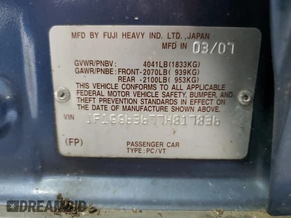 ✅ 2007 Subaru Impreza Outback Special Sports • VIN: JF1GG63677H817836 • Lot: 70945335. Wystawiony na Copart z przebiegiem 99 408 mil. Bezpłatny archiwum sprzedaży aukcyjnych z USA i szczegółowy raport historii pojazdu na DreamBid. Zdjęcie 12.