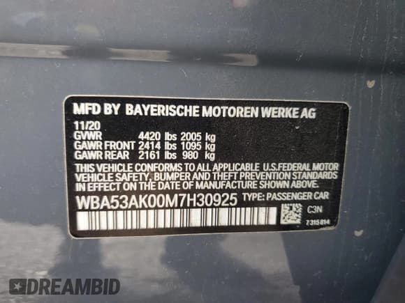 ✅ 2021 BMW 2 Series 228i • VIN: WBA53AK00M7H30925 • Lot: 66738195. Listed on Copart with 14,709 mi. Free auction sales archive from the USA and detailed vehicle history report at DreamBid. Image 12.