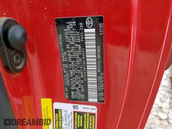 ✅ 2008 Toyota Solara SE • VIN: 4T1FA38P28U160441 • Lot: 71241675. Listed on Copart with 152,821 mi. Free auction sales archive from the USA and detailed vehicle history report at DreamBid. Image 12.