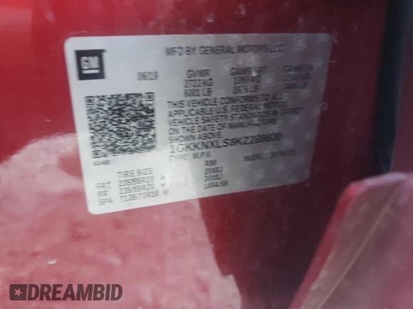 ✅ 2019 GMC Acadia Denali • VIN: 1GKKNXLS8KZ288630 • Lot: 82340475. Listed on Copart with 102,880 mi. Free auction sales archive from the USA and detailed vehicle history report at DreamBid. Image 14.