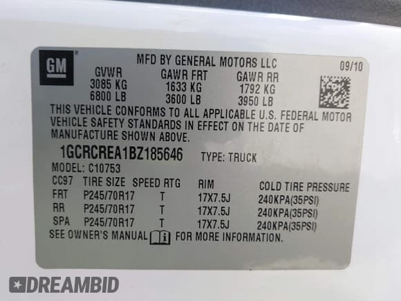 ✅ 2011 Chevrolet Silverado 1500 LS • VIN: 1GCRCREA1BZ185646 • Lot: 43515038. Listed on IAAI with 143,051 mi. Free auction sales archive from the USA and detailed vehicle history report at DreamBid. Image 9.