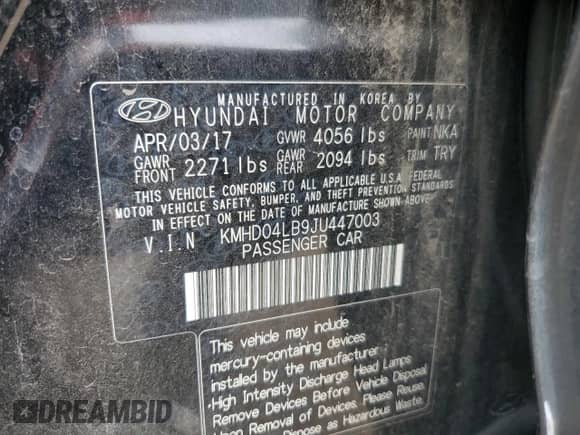 2018 Hyundai Elantra Sport с VIN KMHD04LB9JU447003, выставлен на аукционе Copart как лот 69148785 с пробегом 79 913 миль миль и На запчасти • Non repairable. История ставок и продаж доступна на DreamBid. Изображение 13.