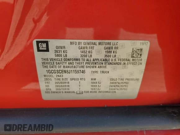 ✅ 2018 Chevrolet Colorado 2WD LT • VIN: 1GCGSCEN8J1159746 • Лот: 89909605. Опубликован ранее на Copart с пробегом 76 570 миль. Бесплатный доступ к архиву аукционных продаж из США и подробный отчёт об истории автомобиля на DreamBid. Изображение 13.