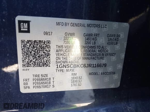 ✅ 2018 Chevrolet Tahoe LT • VIN: 1GNSCBKC6JR116679 • Lot: 41179732. Listed on IAAI with 136,566 mi. Free auction sales archive from the USA and detailed vehicle history report at DreamBid. Image 9.