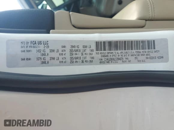 ✅ 2020 Jeep Grand Cherokee Limited X • VIN: 1C4RJEBG8LC294679 • Lot: 55961995. Listed on Copart with 103,979 mi. Free auction sales archive from the USA and detailed vehicle history report at DreamBid. Image 14.