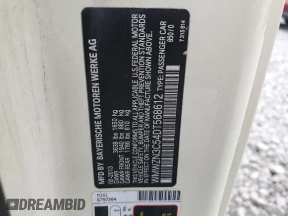 ✅ 2013 MINI Convertible • VIN: WMWZN3C54DT568612 • Лот: 68308245. Опубликован ранее на Copart с пробегом 204 966 миль. Бесплатный доступ к архиву аукционных продаж из США и подробный отчёт об истории автомобиля на DreamBid. Изображение 12.