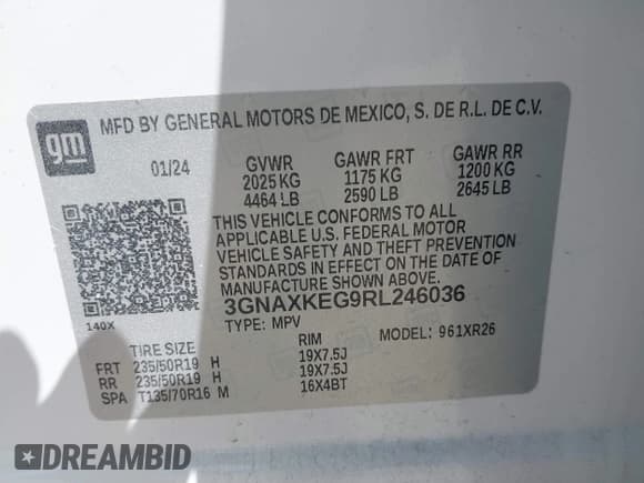 ✅ 2024 Chevrolet Equinox LT • VIN: 3GNAXKEG9RL246036 • Лот: 42908480. Опубликован ранее на IAAI с пробегом 41 282 миль. Бесплатный доступ к архиву аукционных продаж из США и подробный отчёт об истории автомобиля на DreamBid. Изображение 9.