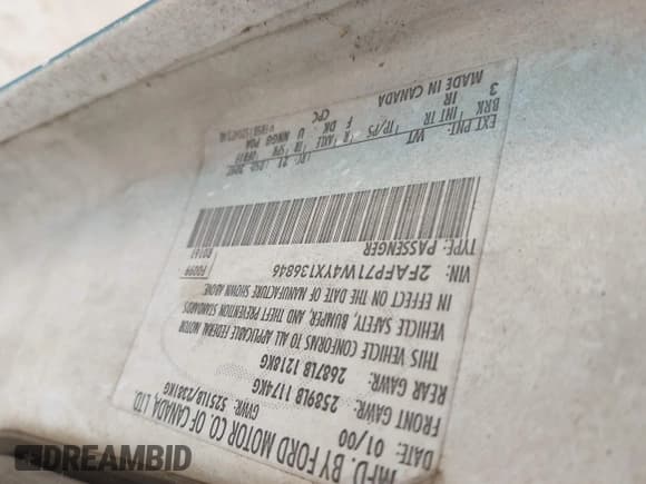 ✅ 2000 Ford Crown Victoria Police Interceptor • VIN: 2FAFP71W4YX136846 • Лот: 41715363. Опубликован ранее на IAAI с пробегом 335 956 миль. Бесплатный доступ к архиву аукционных продаж из США и подробный отчёт об истории автомобиля на DreamBid. Изображение 9.