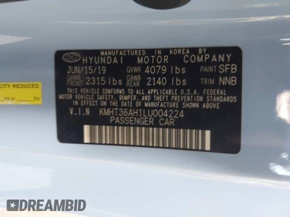 2020 Hyundai Veloster z VIN KMHT36AH1LU004224, wystawiony jako IAAI lot #42292567 z przebiegiem 74 725 mil mil oraz . Historia ofert i sprzedaży dostępna na DreamBid. Obrazek 9.