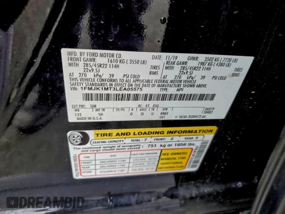 ✅ 2020 Ford Expedition Max Platinum • VIN: 1FMJK1MT3LEA05575 • Lot: 95673585. Wystawiony na Copart z przebiegiem 144 506 mil. Bezpłatny archiwum sprzedaży aukcyjnych z USA i szczegółowy raport historii pojazdu na DreamBid. Zdjęcie 13.