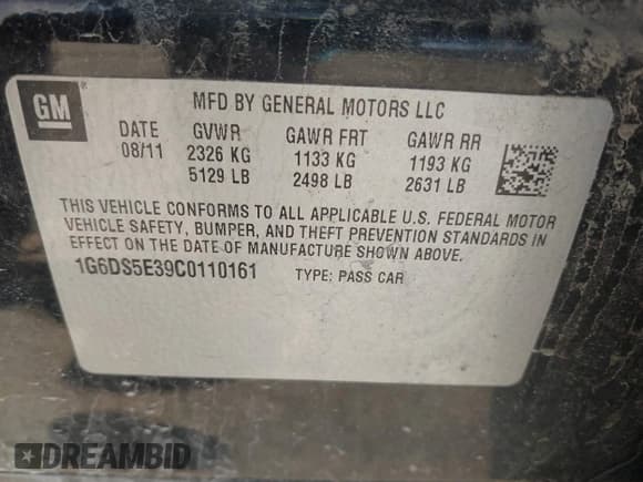 ✅ 2012 Cadillac CTS Premium • VIN: 1G6DS5E39C0110161 • Lot: 41633896. Listed on IAAI with 170,029 mi. Free auction sales archive from the USA and detailed vehicle history report at DreamBid. Image 9.