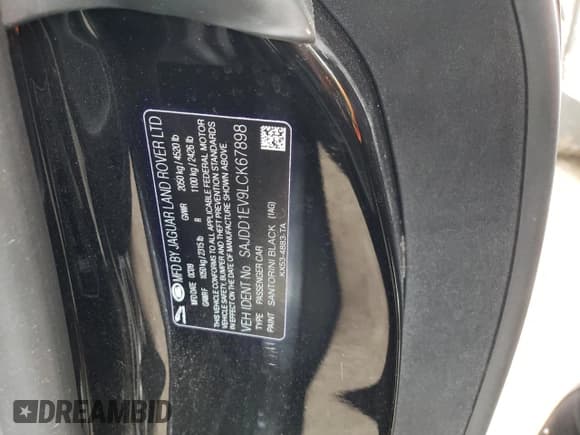 ✅ 2020 Jaguar F-Type P340 • VIN: SAJDD1EV9LCK67898 • Lot: 63499932. Wystawiony na Copart z przebiegiem Nie podano. Bezpłatny archiwum sprzedaży aukcyjnych z USA i szczegółowy raport historii pojazdu na DreamBid. Zdjęcie 10.