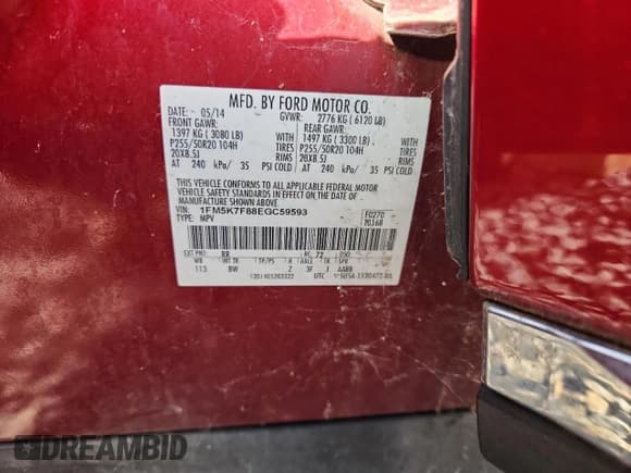 ✅ 2014 Ford Explorer Limited • VIN: 1FM5K7F88EGC59593 • Лот: 89803005. Опубликован ранее на Copart с пробегом 194 834 миль. Бесплатный доступ к архиву аукционных продаж из США и подробный отчёт об истории автомобиля на DreamBid. Изображение 12.