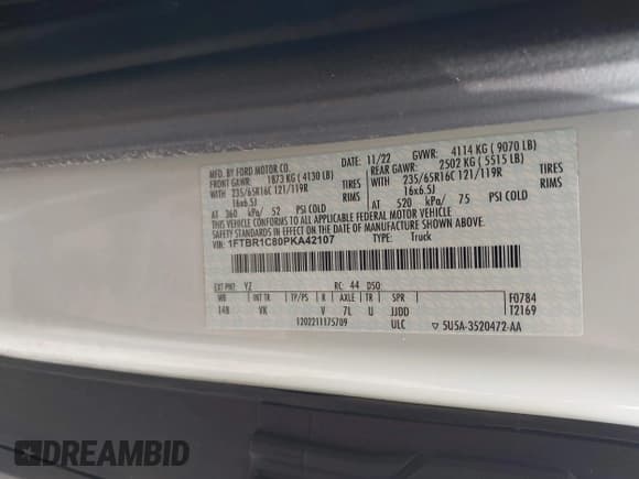 ✅ 2023 Ford Transit Cargo • VIN: 1FTBR1C80PKA42107 • Лот: 42005312. Опубликован ранее на IAAI с пробегом 80 123 миль. Бесплатный доступ к архиву аукционных продаж из США и подробный отчёт об истории автомобиля на DreamBid. Изображение 9.