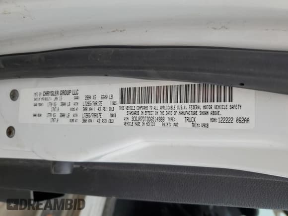 ✅ 2013 Ram 1500 Tradesman • VIN: 3C6JR7DT3DG514988 • Lot: 43770115. Listed on Copart with 159,687 mi. Free auction sales archive from the USA and detailed vehicle history report at DreamBid. Image 14.