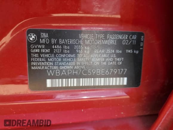 ✅ 2011 BMW 3 Series 328i • VIN: WBAPH7C59BE679177 • Lot: 82196155. Wystawiony na Copart z przebiegiem 64 896 mil. Bezpłatny archiwum sprzedaży aukcyjnych z USA i szczegółowy raport historii pojazdu na DreamBid. Zdjęcie 12.