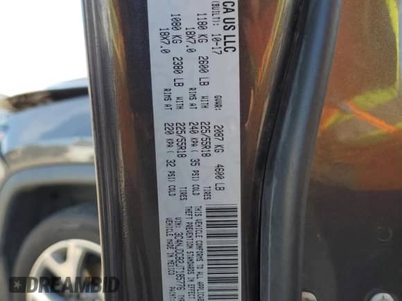 2018 Jeep Compass Limited с VIN 3C4NJDCB2JT185776, выставлен на аукционе Copart как лот 84386565 с пробегом 123 200 миль миль и Списание • Salvage title. История ставок и продаж доступна на DreamBid. Изображение 13.