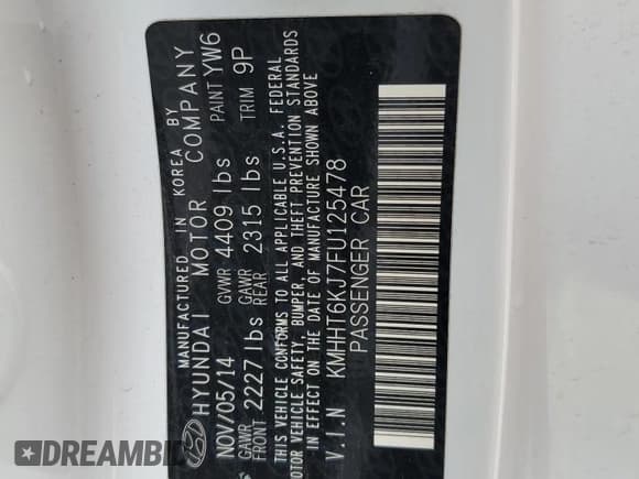 ✅ 2015 Hyundai Genesis Coupe 3.8L Base • VIN: KMHHT6KJ7FU125478 • Lot: 66081934. Wystawiony na Copart z przebiegiem 77 314 mil. Bezpłatny archiwum sprzedaży aukcyjnych z USA i szczegółowy raport historii pojazdu na DreamBid. Zdjęcie 15.