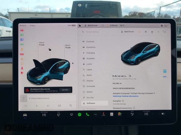 ✅ 2021 Tesla Model 3 Standard Range Plus • VIN: 5YJ3E1EAXMF991592 • Lot: 43633834. Wystawiony na IAAI z przebiegiem 59 348 mil. Bezpłatny archiwum sprzedaży aukcyjnych z USA i szczegółowy raport historii pojazdu na DreamBid. Zdjęcie 7.