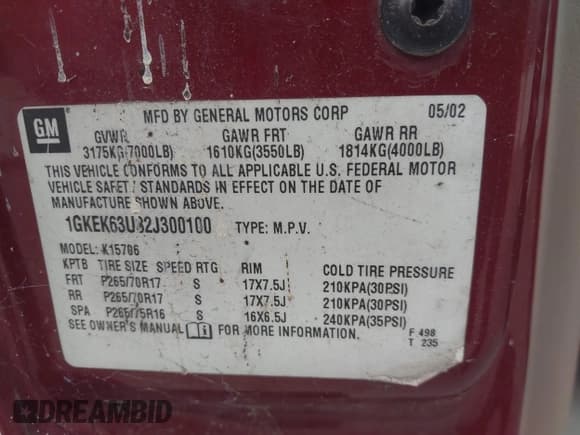 ✅ 2002 GMC Yukon Denali • VIN: 1GKEK63U82J300100 • Лот: 43067390. Опубликован ранее на IAAI с пробегом Не указан. Бесплатный доступ к архиву аукционных продаж из США и подробный отчёт об истории автомобиля на DreamBid. Изображение 9.