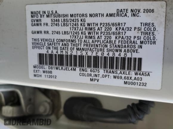 ✅ 2007 Mitsubishi Endeavor LS • VIN: 4A4MN21SX7E048481 • Lot: 87040425. Wystawiony na Copart z przebiegiem 93 550 mil. Bezpłatny archiwum sprzedaży aukcyjnych z USA i szczegółowy raport historii pojazdu na DreamBid. Zdjęcie 13.