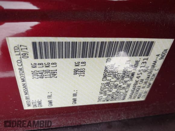 ✅ 2017 Nissan Maxima SL • VIN: 1N4AA6AP8HC455131 • Лот: 38508513. Опубликован ранее на IAAI с пробегом 75 276 миль. Бесплатный доступ к архиву аукционных продаж из США и подробный отчёт об истории автомобиля на DreamBid. Изображение 9.